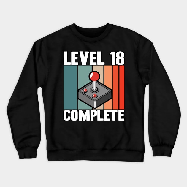 Level 18 Complete 18th Birthday 18 Years Gamer 2002 Crewneck Sweatshirt by Kuehni